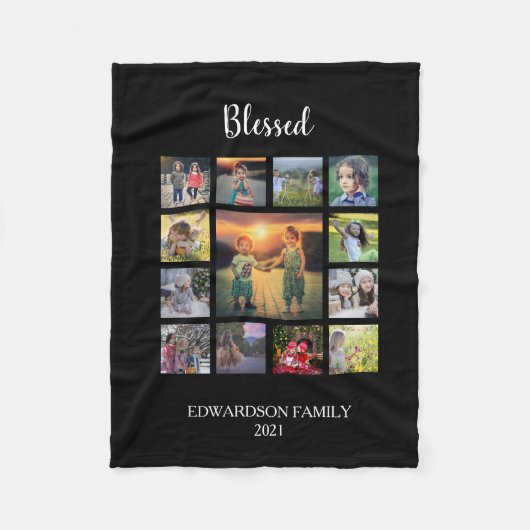 Creëer je eigen familiefogramnaam voor collage fleece deken (Voorkant)