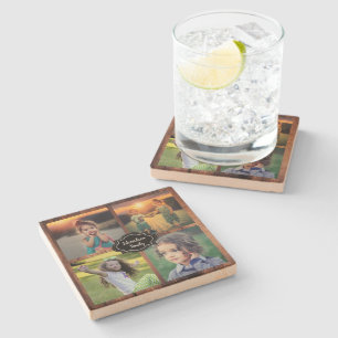 Creëer je eigen familiefogramnaam voor collage stenen onderzetter