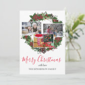 Creëer je eigen familieforcollage Merry Feestdagenkaart (Staand voorkant)