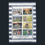Creëer je eigen familiefoto collage gestreept theedoek<br><div class="desc">Maak je eigen mooiste familiefoto collage keukenhanddoek. U kunt het personaliseren en uw mooiste foto's toevoegen.</div>