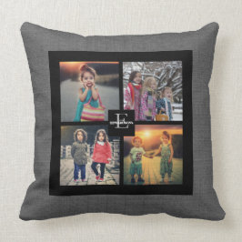 Creëer je eigen familiefoto collage gray burlap kussen