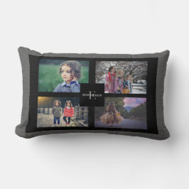 Creëer je eigen familiefoto collage gray burlap kussen