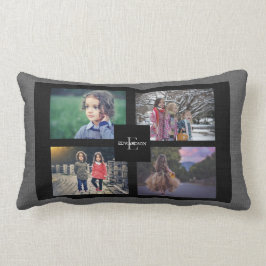 Creëer je eigen familiefoto collage gray burlap kussen