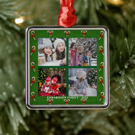 Creëer je eigen familiefoto collage kerst metalen ornament (Boom)