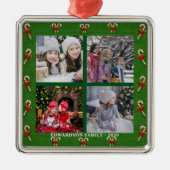 Creëer je eigen familiefoto collage kerst metalen ornament (Voorkant)