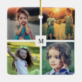 Creëer je eigen familiefoto collage monogramma keramisch ornament (Achterkant)