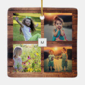 Creëer je eigen familiefoto collage monogramma keramisch ornament (Achterkant)
