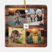 Creëer je eigen familiefoto collage monogramma keramisch ornament (Voorkant)