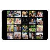 Creëer je eigen familiefoto collage monogramma magneet (Horizontaal)