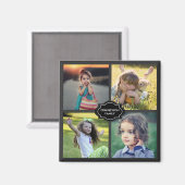 Creëer je eigen familiefoto collage monogramma magneet (Voorkant / Achterkant)