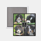 Creëer je eigen familiefoto collage monogramma magneet (Voorkant / Achterkant)