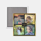 Creëer je eigen familiefoto collage monogramma magneet (Voorkant / Achterkant)