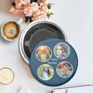 Creëer je eigen familiefoto collage monogramma magneet
