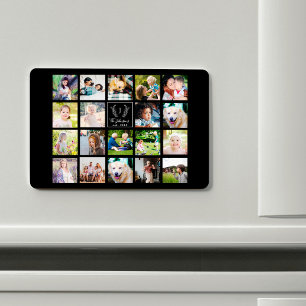 Creëer je eigen familiefoto collage monogramma magneet