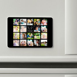 Creëer je eigen familiefoto collage monogramma magneet