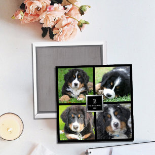 Creëer je eigen familiefoto collage monogramma magneet