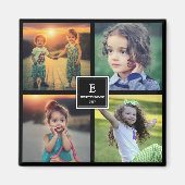 Creëer je eigen familiefoto collage monogramma magneet (Voorkant)