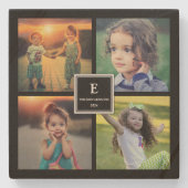 Creëer je eigen familiefoto collage monogramma stenen onderzetter (Voorkant)