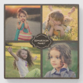 Creëer je eigen familiefoto collage monogramma stenen onderzetter (Voorkant)