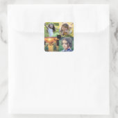 Creëer je eigen familiefoto collage monogramma vierkante sticker (Tas)