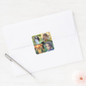 Creëer je eigen familiefoto collage monogramma vierkante sticker (Envelop)