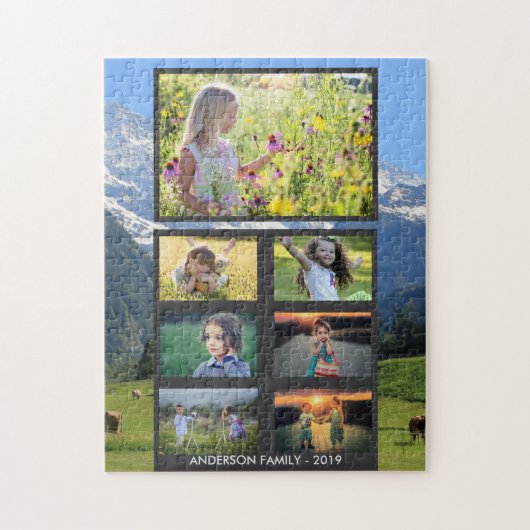 Creëer je eigen familiefoto collage puzzle legpuzzel (Verticaal)