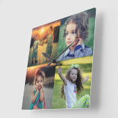 Creëer je eigen familiefoto collage trendy vierkante klok (Hoek)
