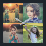 Creëer je eigen familiefoto collage vierkante klok<br><div class="desc">De moderne familieklok van de collage keepaardklok.
Voeg uw eigen foto's toe en creëer een zeer persoonlijke en unieke klok.</div>