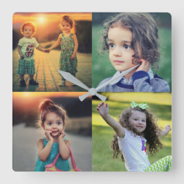 Creëer je eigen familiefoto collage vierkante klok