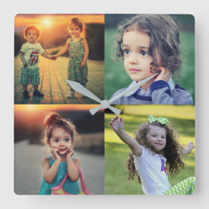 Creëer je eigen familiefoto collage vierkante klok