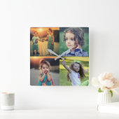 Creëer je eigen familiefoto collage vierkante klok (Huis)