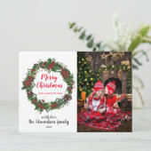 Creëer je eigen familiefoto Merry kerst heilily Feestdagenkaart (Staand voorkant)