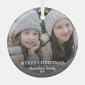 Creëer je eigen familiefoto Merry Kerstry Glas Ornament (Voorkant)