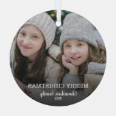 Creëer je eigen familiefoto Merry Kerstry Glas Ornament (Achterkant)