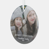 Creëer je eigen familiefoto Merry Kerstry Glas Ornament (Voorkant links)