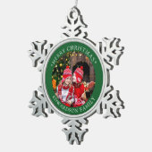 Creëer je eigen familiefoto Merry Kerstry Tin Sneeuwvlok Ornament (Rechts)