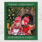 Creëer je eigen familiefoto Merry Kerstry Wijn Etiket (Enkel label)