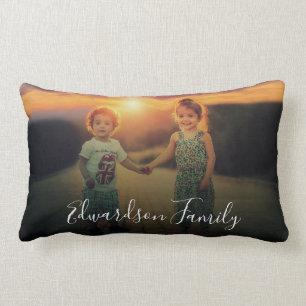 Creëer je eigen familiefoto monogrammed kussen