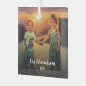 Creëer je eigen familiefoto persoonlijke kerst glas ornament (Voorkant links)