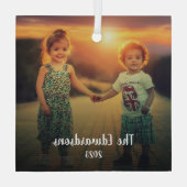 Creëer je eigen familiefoto persoonlijke kerst glas ornament (Achterkant)