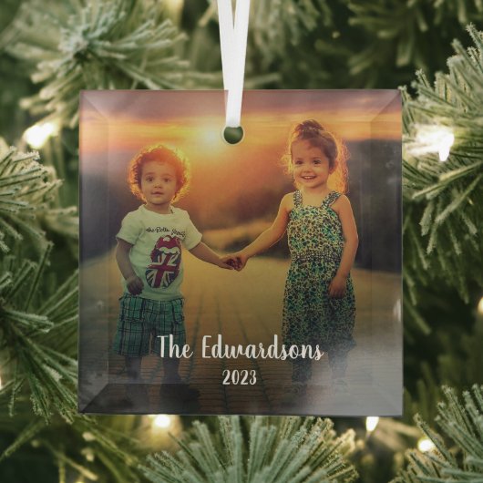 Creëer je eigen familiefoto persoonlijke kerst glas ornament (Insitu)