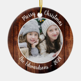 Creëer je eigen familiefoto persoonlijke kerst keramisch ornament