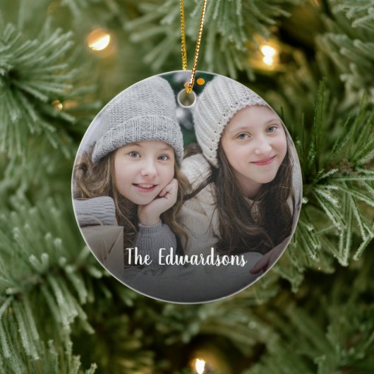 Creëer je eigen familiefoto persoonlijke kerst keramisch ornament (Boom)