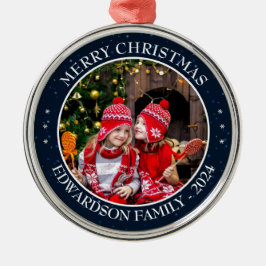 Creëer je eigen familiefoto persoonlijke kerst metalen ornament