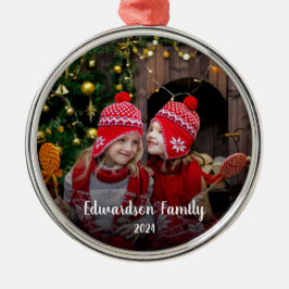 Creëer je eigen familiefoto persoonlijke kerst metalen ornament