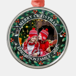 Creëer je eigen familiefoto persoonlijke kerst metalen ornament