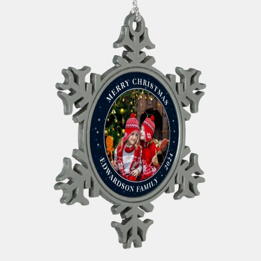 Creëer je eigen familiefoto persoonlijke kerst tin sneeuwvlok ornament (Links)