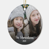 Creëer je eigen familiefoto persoonlijke kerstmis keramisch ornament (Links)