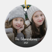 Creëer je eigen familiefoto persoonlijke kerstmis keramisch ornament (Achterkant)