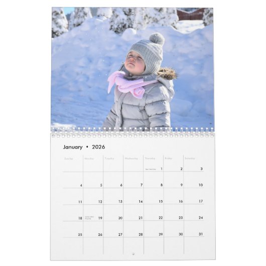 Creëer je eigen familiefoto, uniek jaarkalender kalender (Jan 2026)